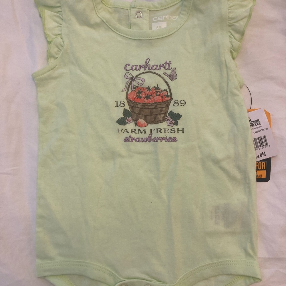 Carhartt NWT 6 month old onesie . Light neon yellow